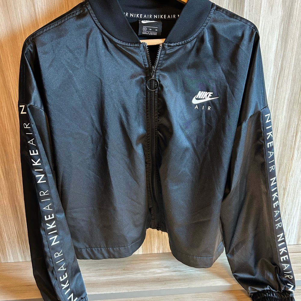 Nike Women's Black Bomber Jacket with White Accents